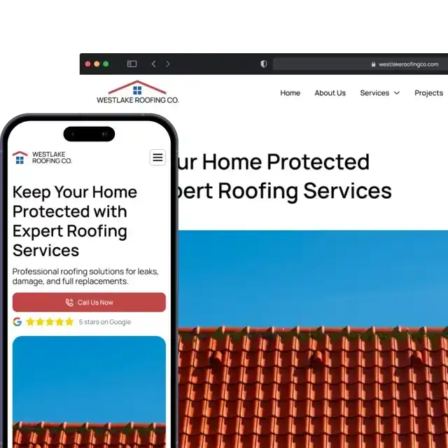 A website mockup in browser and mobile.
