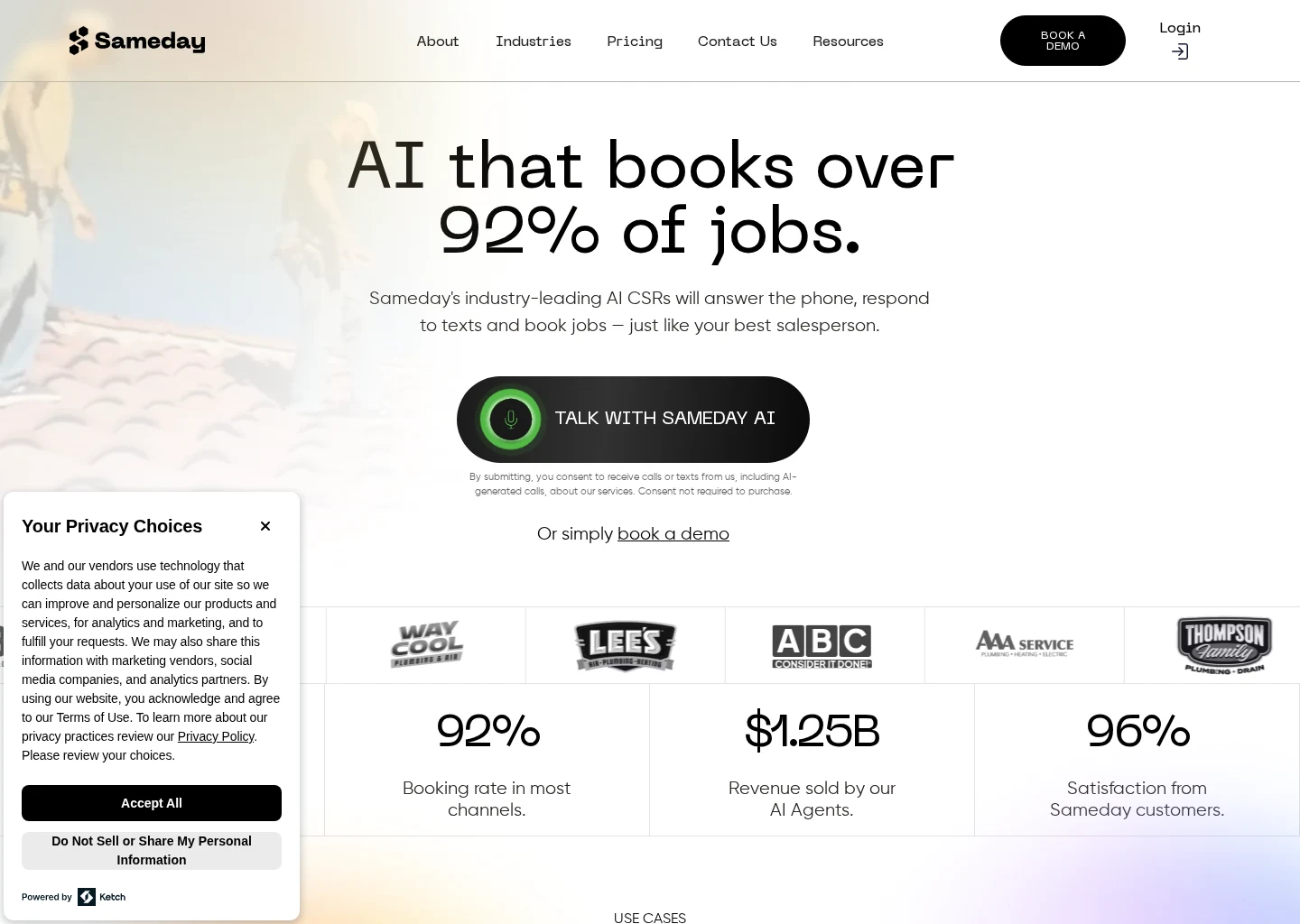 Evidence screenshot for after hours booking for roofing companies