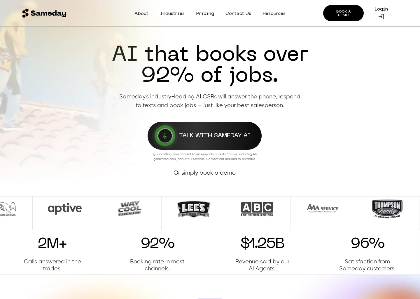 Evidence screenshot for ai appointment scheduling for plumbing companies