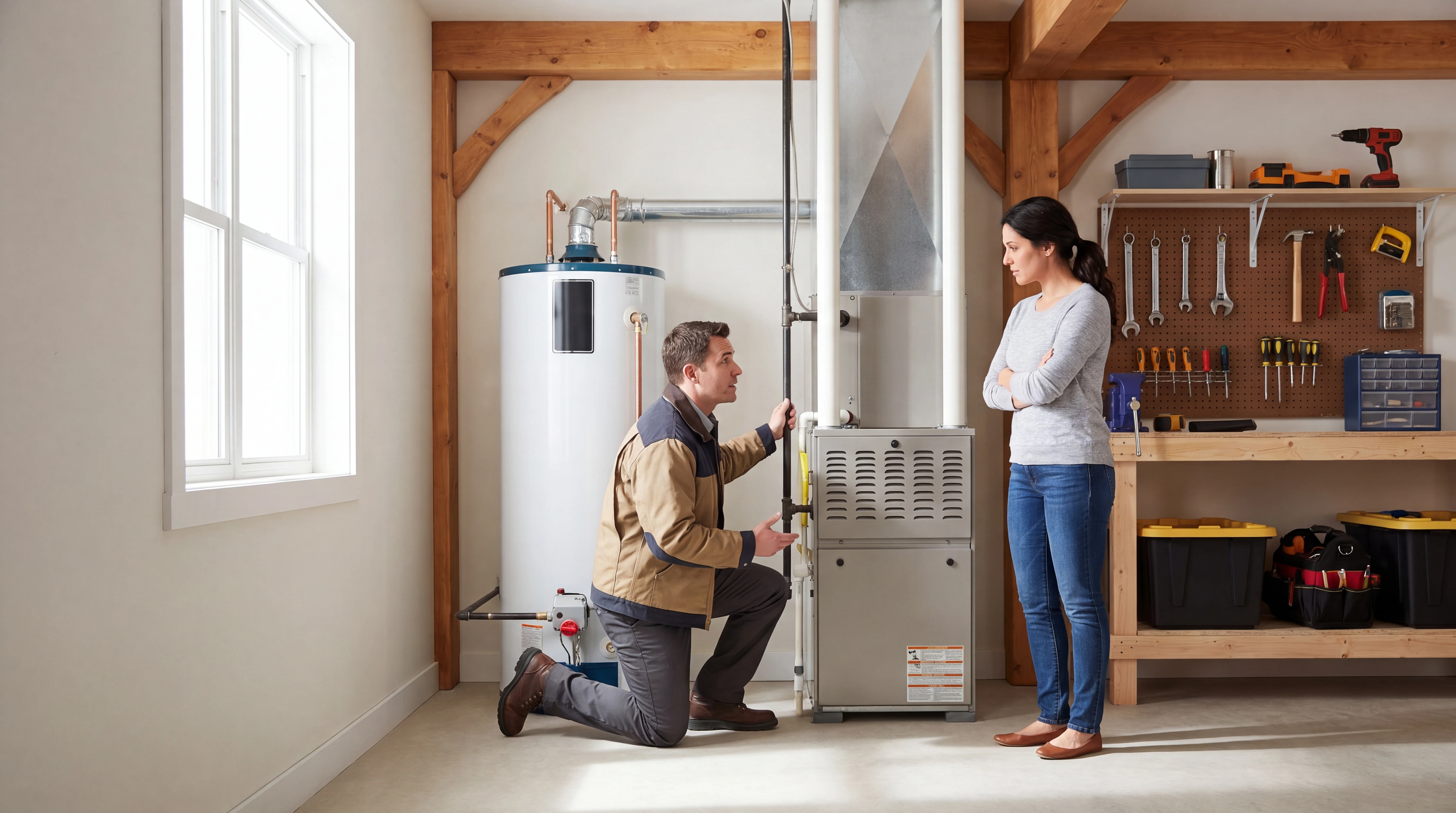 Realistic hvac team scene illustrating hvac answering service operating model in a home service workflow